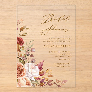 Automne Floral Élégant Bridal Douche Invitation