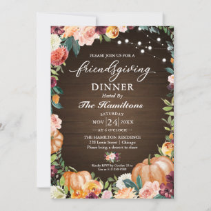 Automne Floral Friendsgiving Dîner Invitation