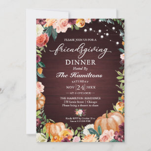Automne Floral Friendsgiving Dîner Invitation