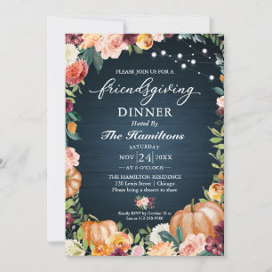 Automne Floral Friendsgiving Dîner Invitation