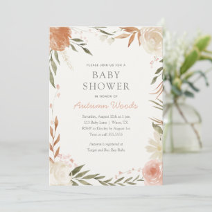 Automne Floral Girl Baby shower Invitation