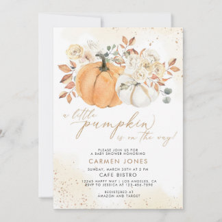 Automne Floral Little Citrouille Invitation Baby s