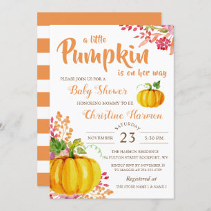 Automne Floral Little Citrouille Invitation Baby s