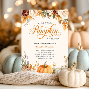 Automne Floral Little Citrouille Invitation Baby s