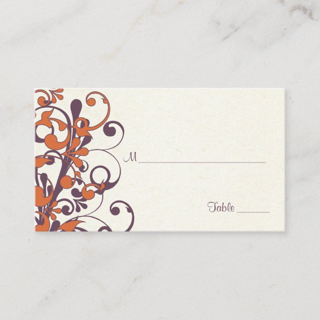 Automne Floral Mariage Place ou Escort Cartes (Devant)