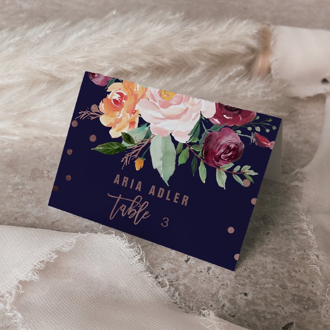 Automne Floral Rose Gold Escort Place Cartes (Créateur téléchargé)