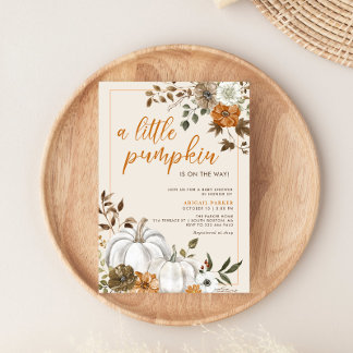 Automne Floral Rustic Citrouille Invitation Baby s