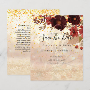 Automne Floral SAVE DATES Terracotta Bourgogne Rou