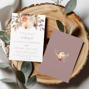 Automne Floral Terracotta Plum Faire-part de maria