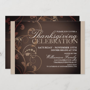 Automne Floral Thanksgiving Dîner Invitation