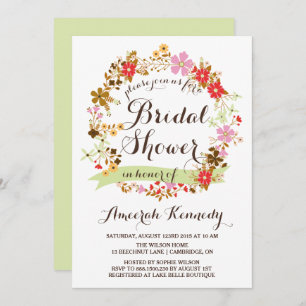 Automne Floral Wreath Bridal Douche Invitation