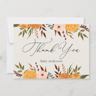 Automne Florals Mums Remerciements Carte Note
