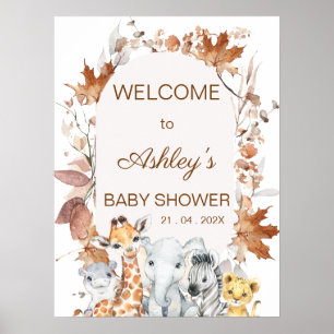Automne Foliage Safari Baby shower Accueil Poster