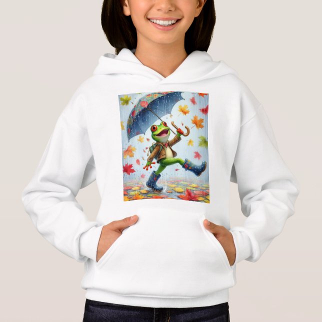 Automne Funny T-shirt Frog sous la pluie (Devant)
