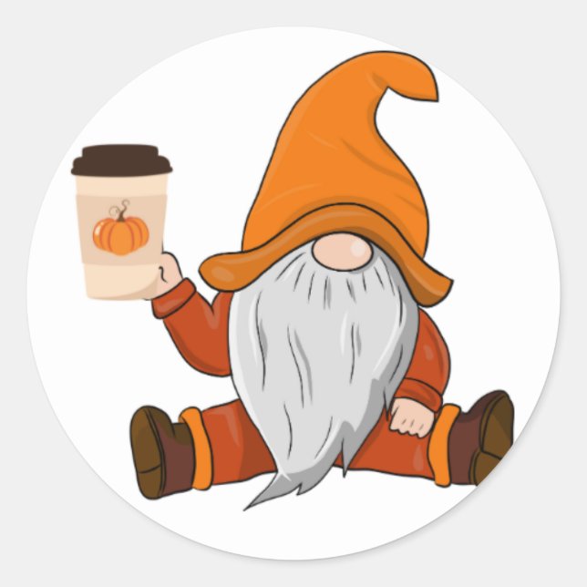 Automne Gnome et café vinyle autocollant (Devant)
