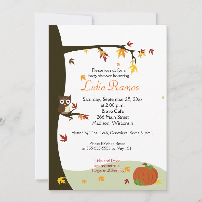Automne Halloween 5x7 Baby shower Invitation (Devant)