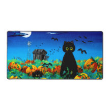 Automne Halloween Chats noirs Moon Citrouilles