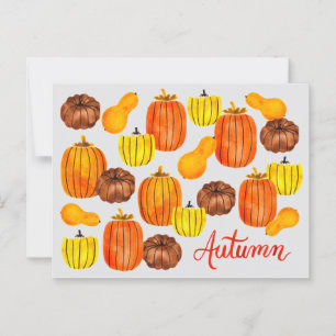 Automne Harvest Watercolor Citrouilles Carte posta