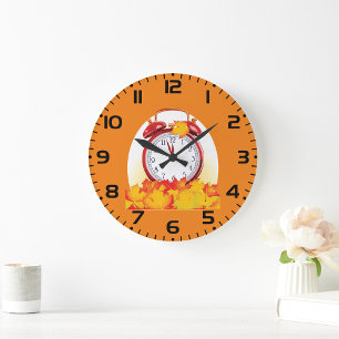 Automne Heure Changer Feuilles Automne Et Horloge 