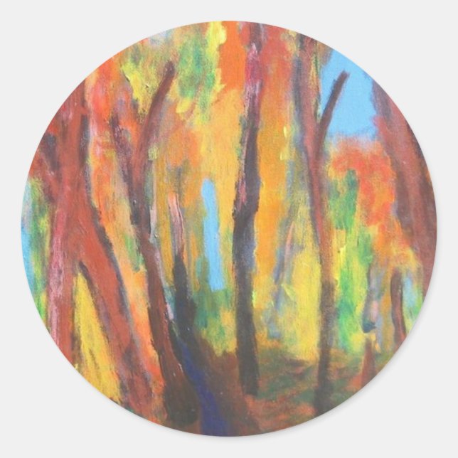 Automne Impressionnisme Stickers Forêt (Devant)