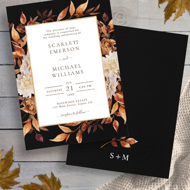 Automne laisse l'élégante invitation de mariage (Fall Leaves Elegant Wedding Invitation
)