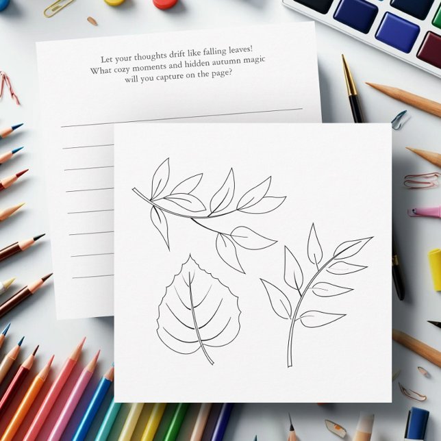 Automne laisse les cartes de contour avec le journ (Fall leaves outline art by Victoria Grigaliunas of Do Tell A Belle)