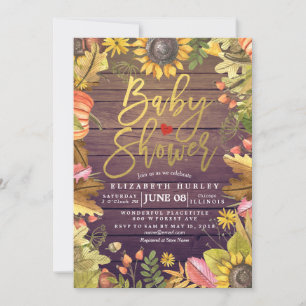 Automne Maple Feuille Cartes de Baby shower Citrou