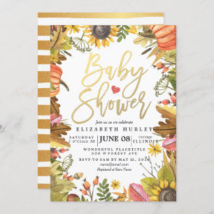 Automne Maple Feuille Cartes de Baby shower Citrou