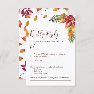 Automne Mariage automne Carte RSVP