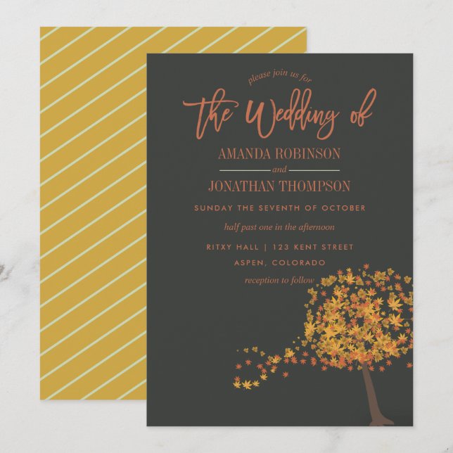 Automne Mariage d'automne invitation personnalisée (Devant / Derrière)