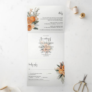 Automne Mariage d'hiver photo Tri-Fold Invitation