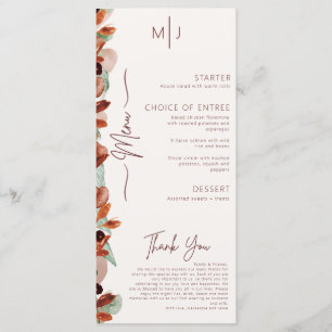 Automne moderne Floral Automne menu Mariage