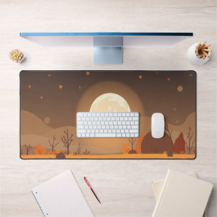 Automne Moon Desk Mat - Paysage d'automne conforta
