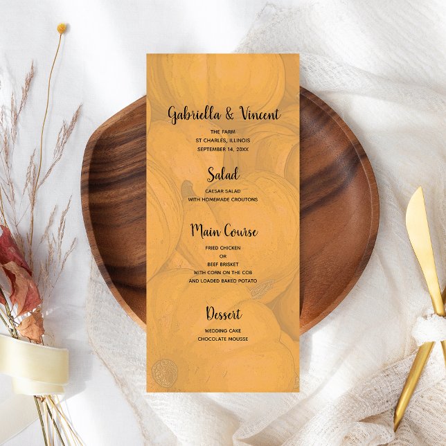 Automne Orange Citrouille Menu Mariage (Créateur téléchargé)