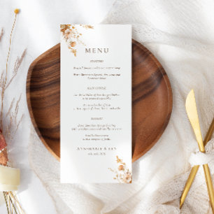 Automne orange et Brown menu Mariage Fleur sauvage