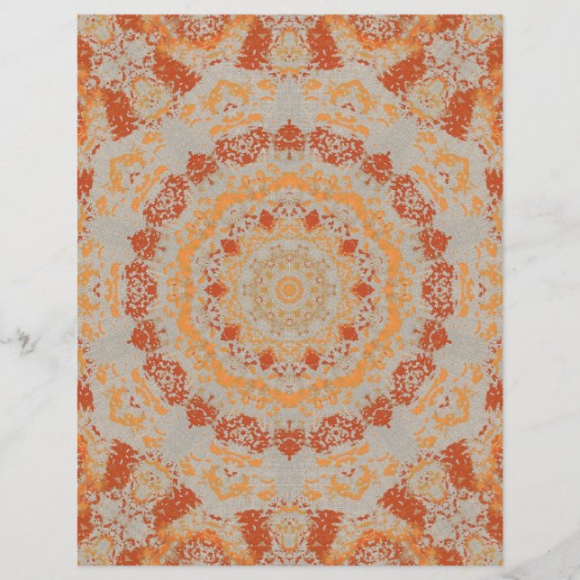 Automne Orange Grey Kaleidoscope Motif (Devant)