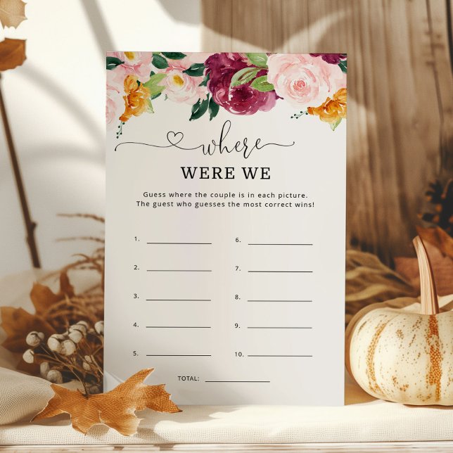 Automne Où étions-nous le jeu de douche nuptiale (Créateur téléchargé)