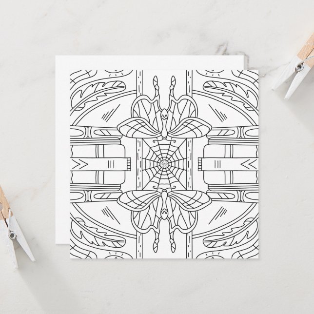 Automne paisible : Moth dans la carte de coloriage (Devant/Arrière en situation)