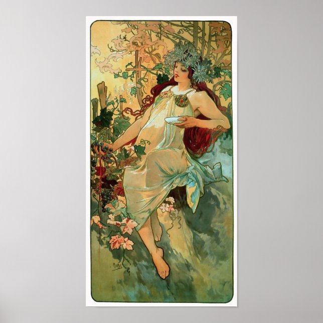 Automne par Alphonse Mucha ~ Poster Art Nouveau (Devant)