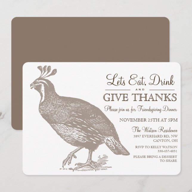 Automne Potluck Friendsgiving Invitation (Devant / Derrière)