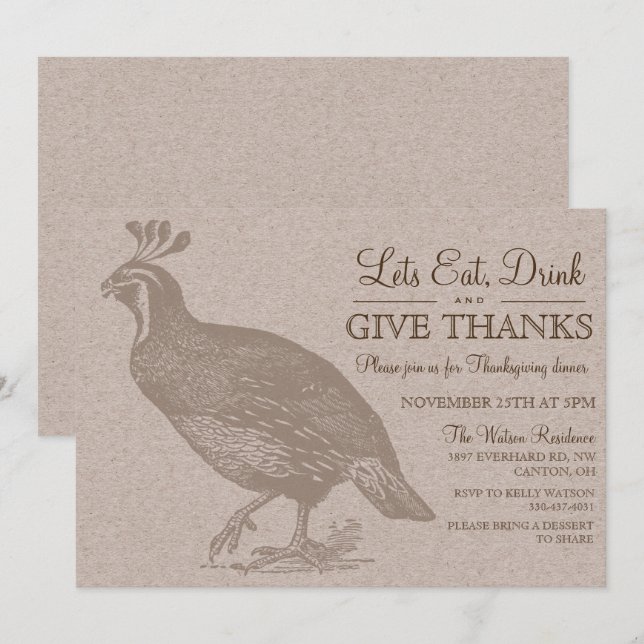 Automne Potluck Thanksgiving Invitation (Devant / Derrière)