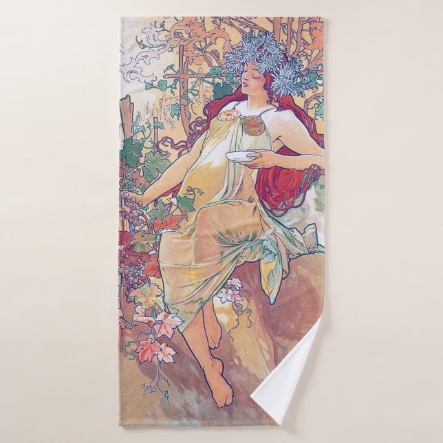 Automne (Quatre Saisons), Alphonse Mucha (Serviette de bain)