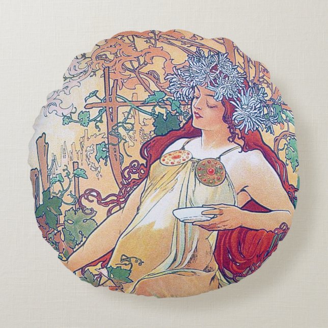 Automne (Quatre Saisons), Alphonse Mucha Coussin d (Devant)