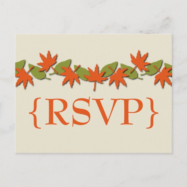 Automne Quitte Bordure Carte postale RSVP, Orange/ (Devant)