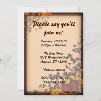 Automne quitte Citrouille Halloween Invitation