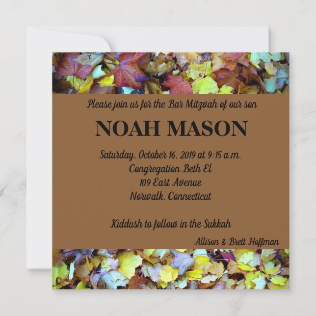 Automne quitte Mitzvah Invitation (Devant)