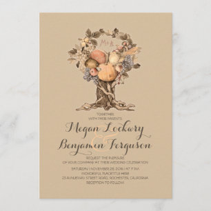 automne récolte arbre vintage invitation de mariag