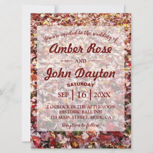 Automne Red Feuille Rustic Wedding Invitations