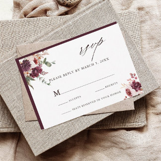 Automne Romance Aquarelle Mariage floral RSVP