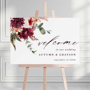 Automne Romance Floral Mariage Affiche de bienvenu